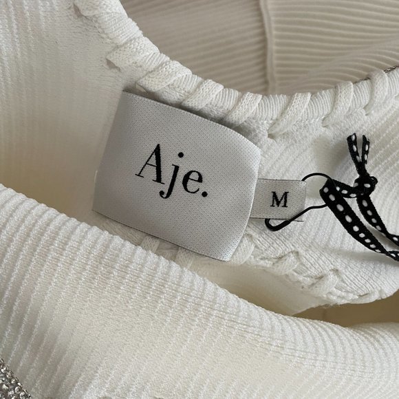 Aje Carve Abstract Knit Midi Dress - Ivory White NWT - Size M (US 6) - Picture 6 of 10